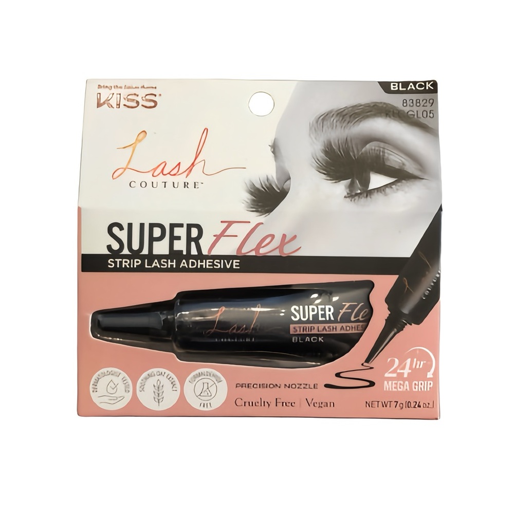 Kiss Lash Couture Black Latex Strip Adhesive with Oat Extract 0.24 oz. 83829